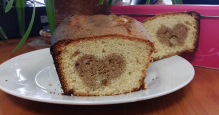 Gâteau vanille coeur praliné