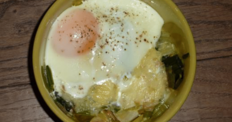 Oeuf cocotte poireau comté