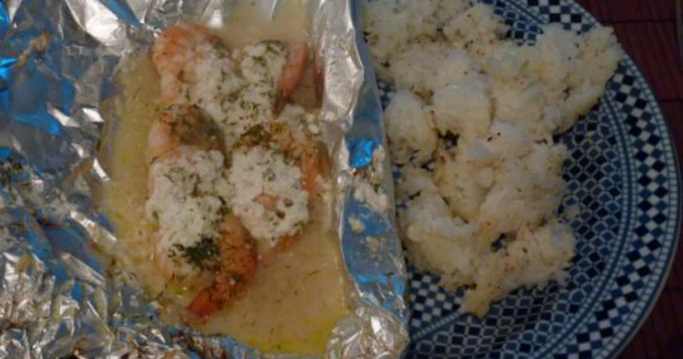 Papillote de crevette chèvre miel